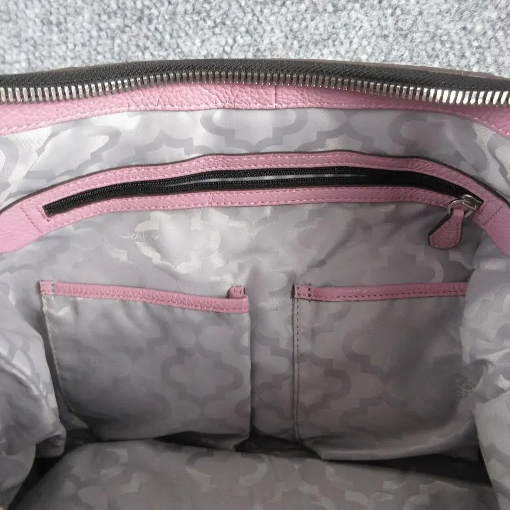 The Sak Hobo Bag Womens Large Pink Leather Woven Tassel Zip Silver Hardware